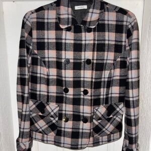 Dockers Women’s Plaid Peacoat Jacket Size Small 100% Cotton Double Breasted Coat